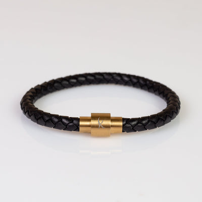 Luxury Men's Bracelet- Single Black - Golden Clasp