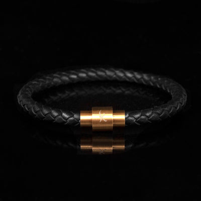 Luxury Men's Bracelet- Single Black - Golden Clasp