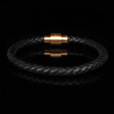 Luxury Men's Bracelet- Single Black - Golden Clasp