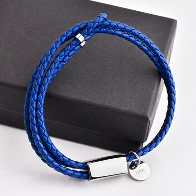 Motivational Leather Bracelet - Hustle - Blue