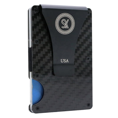 Black: RFID Blocking Carbon Fiber Wallet for Men & Women - Reinforced Money Clip - Gift Box
