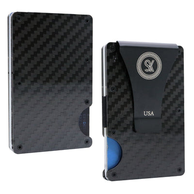 Black: RFID Blocking Carbon Fiber Wallet for Men & Women - Reinforced Money Clip - Gift Box