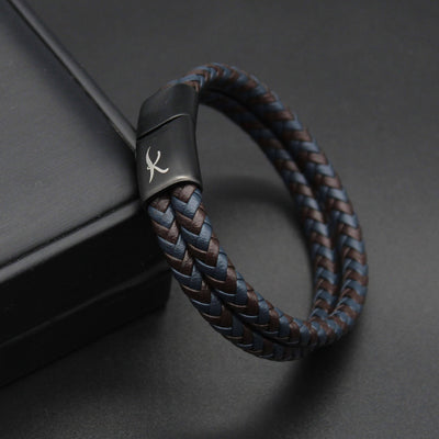 Luxury Men’s Bracelet – Double Brown Blue