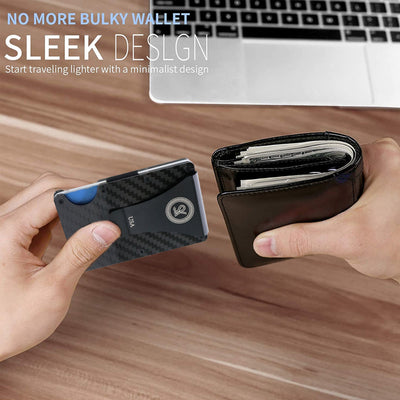 Black: RFID Blocking Carbon Fiber Wallet for Men & Women - Reinforced Money Clip - Gift Box