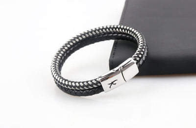 Luxury Men’s Bracelet – Double Black & Silver