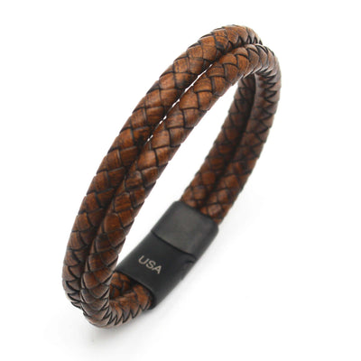 Luxury Men’s Bracelet – Double Brown