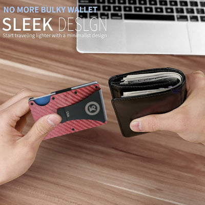 Pink: RFID Blocking Carbon Fiber Wallet for Men & Women - Reinforced Money Clip - Gift Box