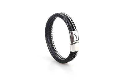 Luxury Men’s Bracelet – Double Black & Silver
