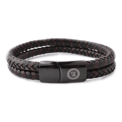 Luxury Men’s Bracelet – Double Brown Black