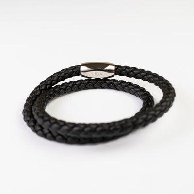 Fancy Men’s Bracelet – Double Strand Matte Black