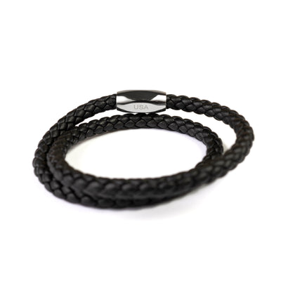 Fancy Men’s Bracelet – Double Strand Matte Black
