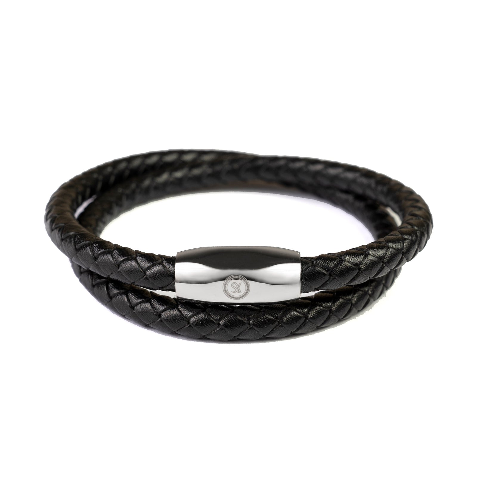Fancy Men’s Bracelet – Double Strand Shinny Black