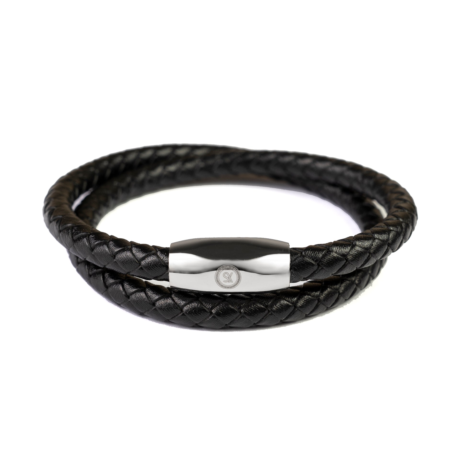 Fancy Men’s Bracelet – Double Strand Shinny Black