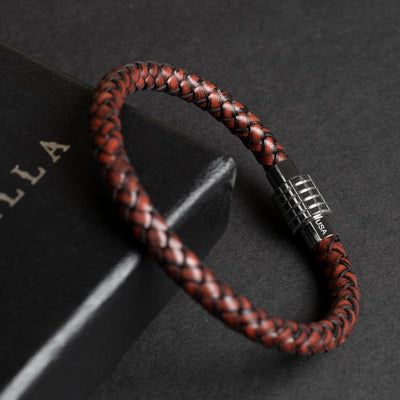 Fancy Bracelet- Single Dark Brown - Silver Clasp