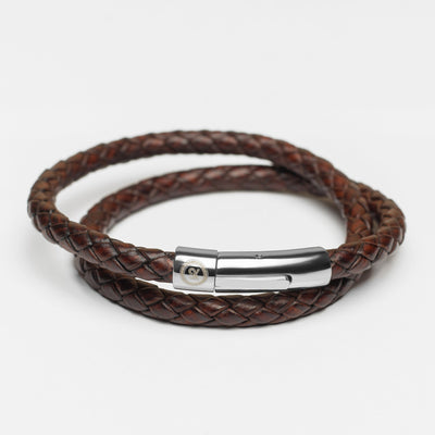 Luxury Bracelet – Double Strand Vintage Brown - Buckle