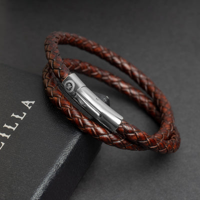 Luxury Bracelet – Double Strand Vintage Brown - Buckle