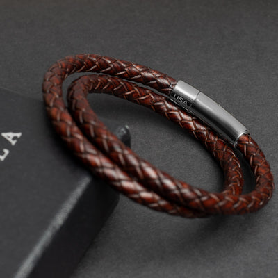 Luxury Bracelet – Double Strand Vintage Brown - Buckle