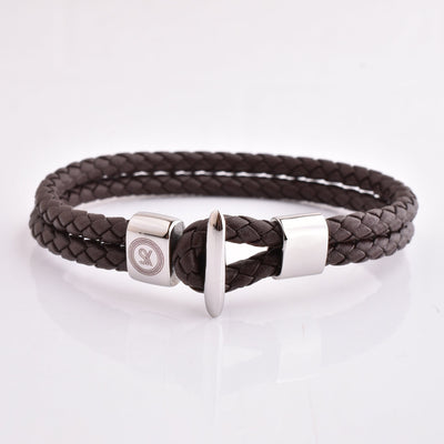 LIMITED EDITION: Luxury Men’s Bracelet – Double Brown - Hook