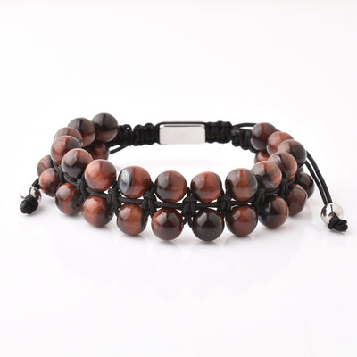 Brown Gemstone Beads Bracelet, Adjustable Knot - 8mm