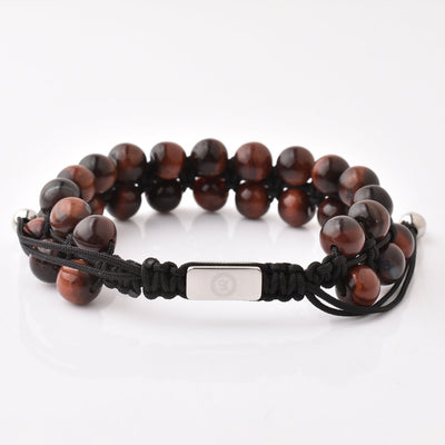 Brown Gemstone Beads Bracelet, Adjustable Knot - 8mm