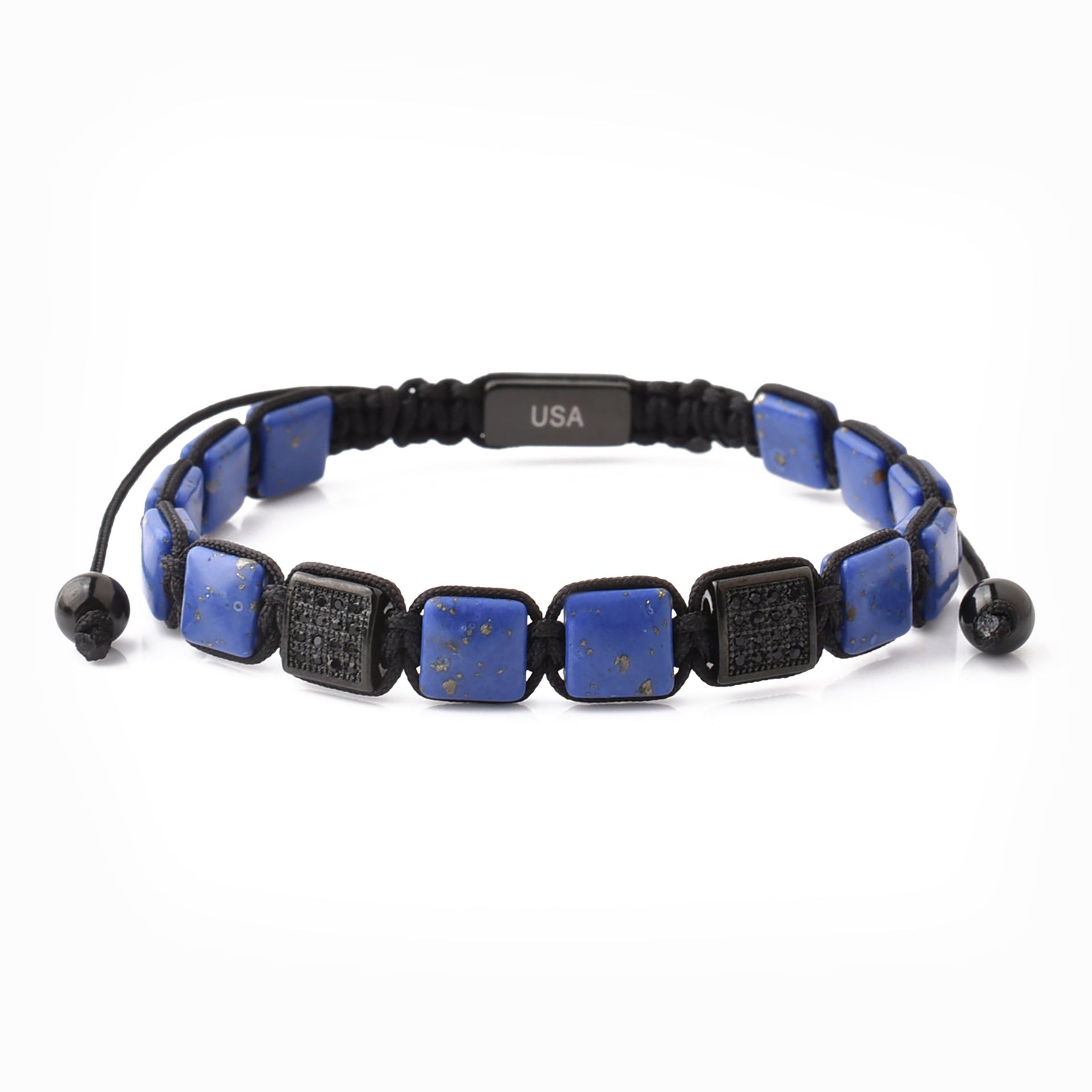 Purple Flat Gemstone Beads Bracelet, Adjustable Knot - 8mm