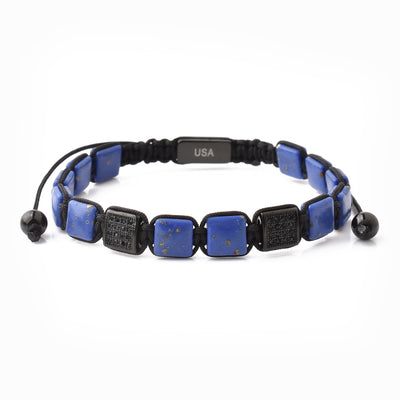 Purple Flat Gemstone Beads Bracelet, Adjustable Knot - 8mm