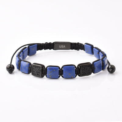 Purple Flat Gemstone Beads Bracelet, Adjustable Knot - 8mm