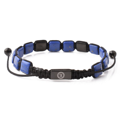 Purple Flat Gemstone Beads Bracelet, Adjustable Knot - 8mm