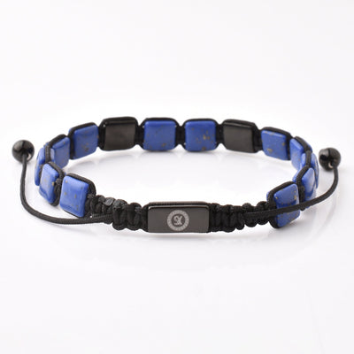 Purple Flat Gemstone Beads Bracelet, Adjustable Knot - 8mm