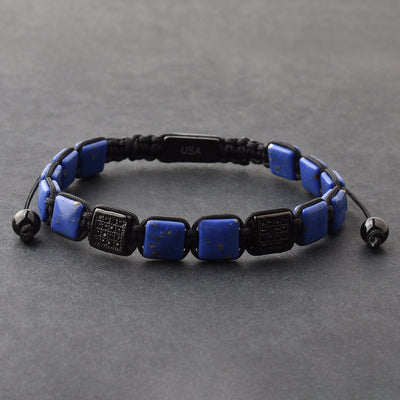 Purple Flat Gemstone Beads Bracelet, Adjustable Knot - 8mm