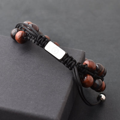 Brown Gemstone Beads Bracelet, Adjustable Knot - 8mm