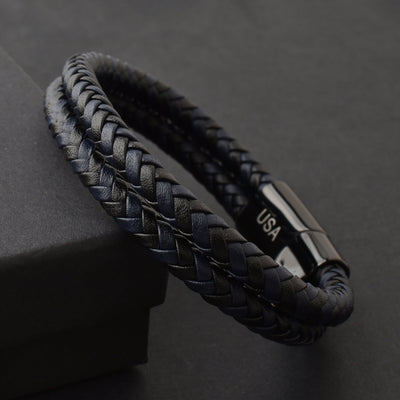 Luxury Men’s Bracelet – Double Black Blue