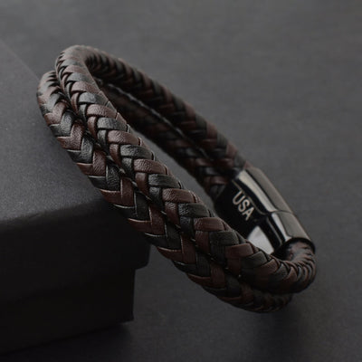Luxury Men’s Bracelet – Double Brown Black