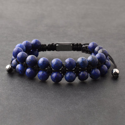 Purple Gemstone Beads Bracelet, Adjustable Knot - 8mm