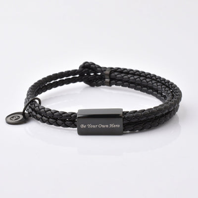 Motivational Leather Bracelet - Be Your Own Hero