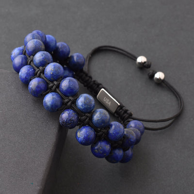 Purple Gemstone Beads Bracelet, Adjustable Knot - 8mm