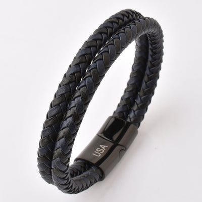 Luxury Men’s Bracelet – Double Black Blue