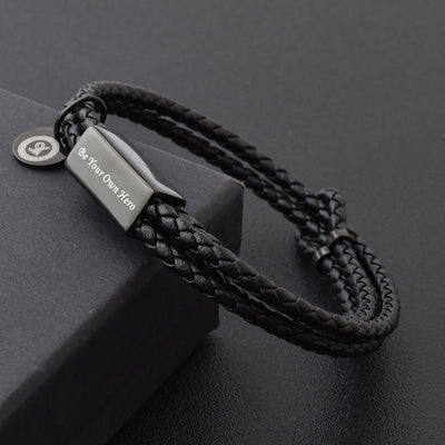 Motivational Leather Bracelet - Be Your Own Hero