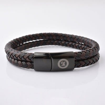 Luxury Men’s Bracelet – Double Brown Black