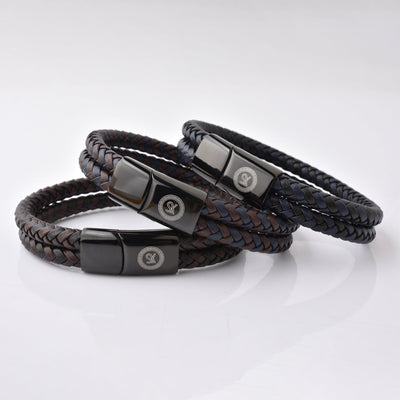 Luxury Men’s Bracelet – Double Brown Black