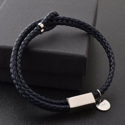 Motivational Leather Bracelet - Hustle - Black