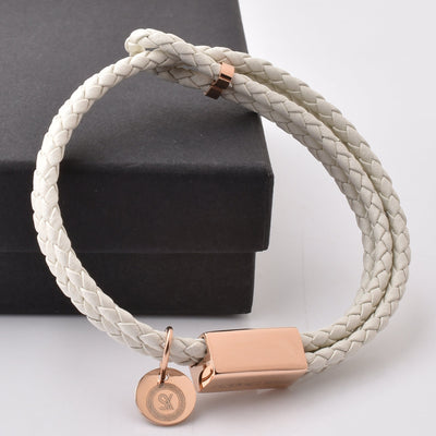 Motivational Leather Bracelet - I Can & I Will - White