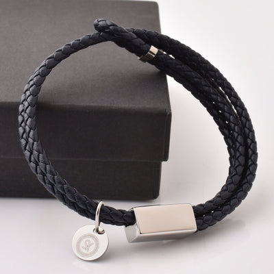 Motivational Leather Bracelet - Hustle - Black