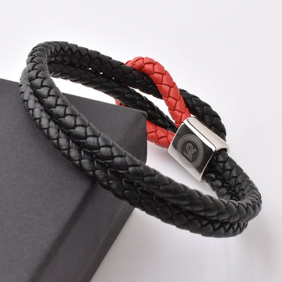 Luxury Men’s Bracelet – Double Black Red
