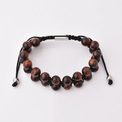 Brown Gemstone Beads Bracelet, Adjustable Knot - 8mm