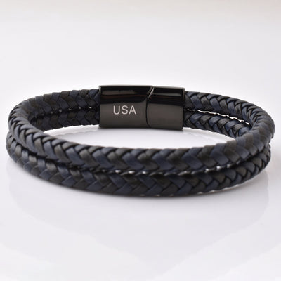 Luxury Men’s Bracelet – Double Black Blue
