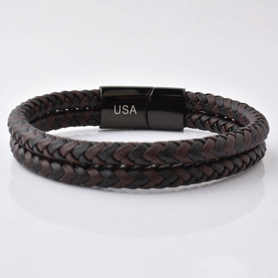 Luxury Men’s Bracelet – Double Brown Black