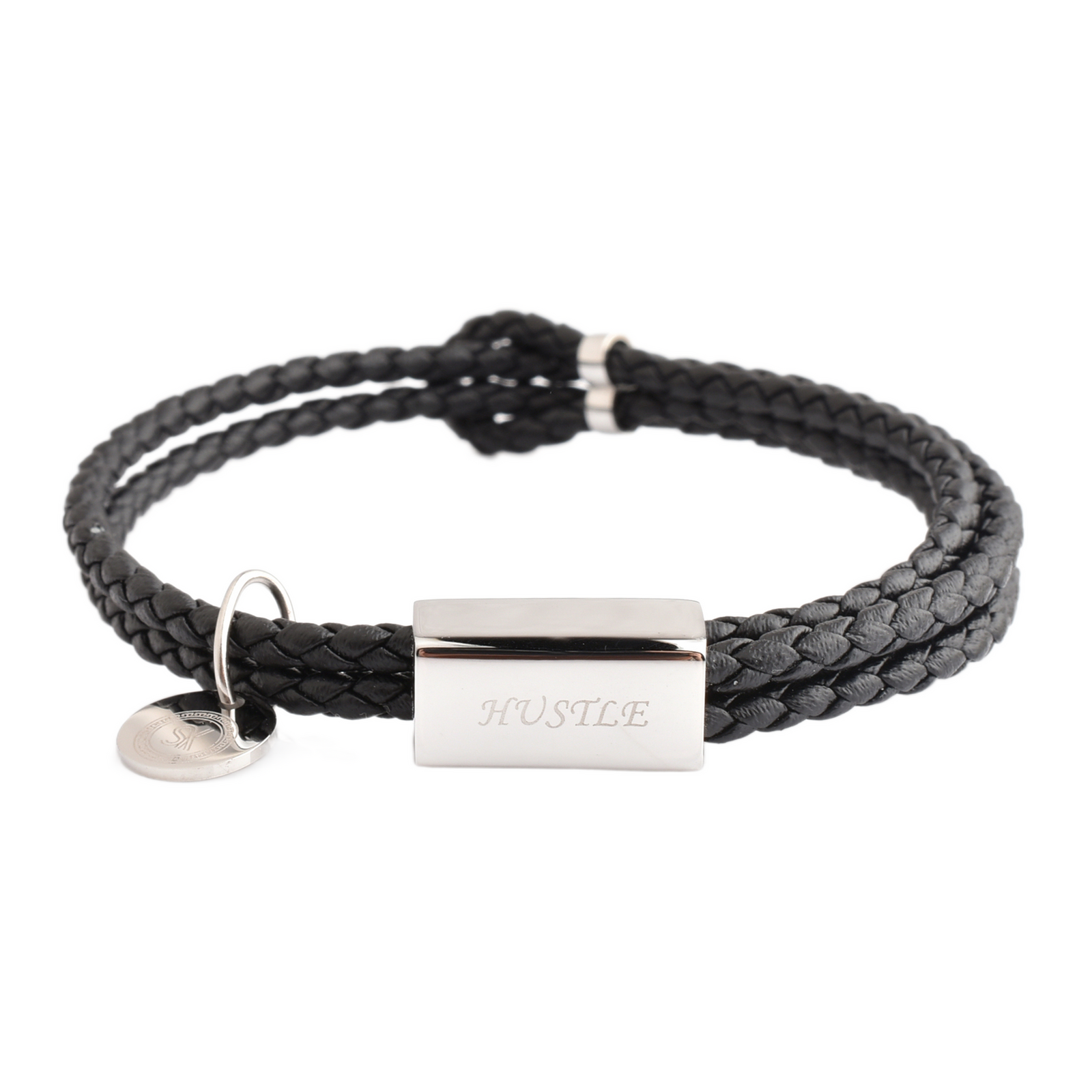 Motivational Leather Bracelet - Hustle - Black