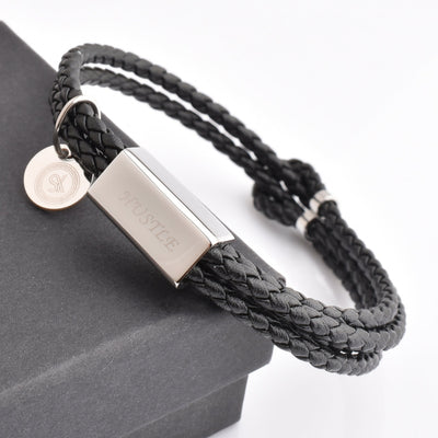 Motivational Leather Bracelet - Hustle - Black