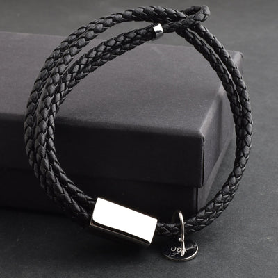Motivational Leather Bracelet - Hustle - Black